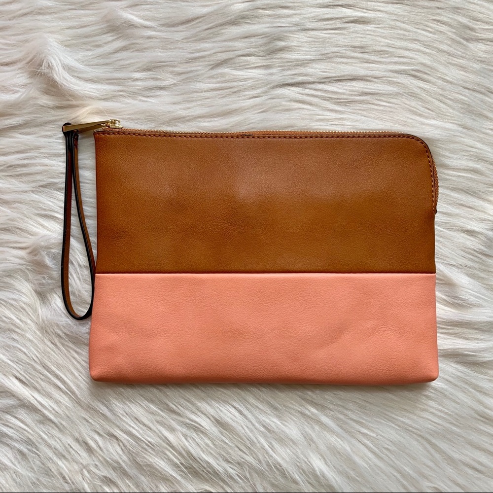 Street Level Two Tone Leather Clutch